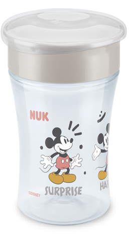 NUK Magic Cup Bicchiere Antigoccia, Bordo Anti-Rovesciamento A 360°, 8+  Mesi, Senza Bpa, Color Granchio Rosso & 10255601, Action Cup bicchiere con